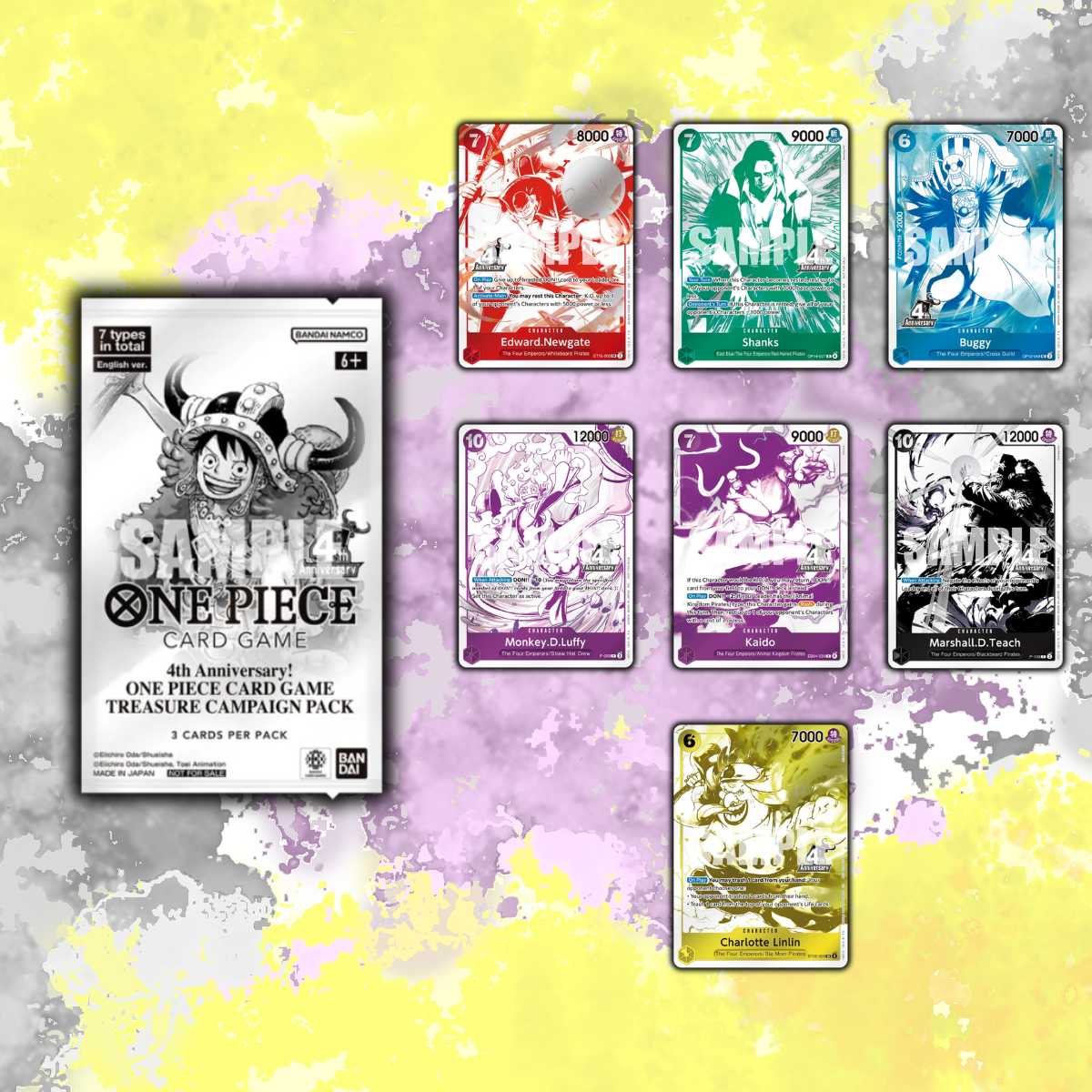 SHIPS 28 AUG 2026 (English) One Piece - 4th Anniversary Treasure Campaign Pack (3 Random Cards)